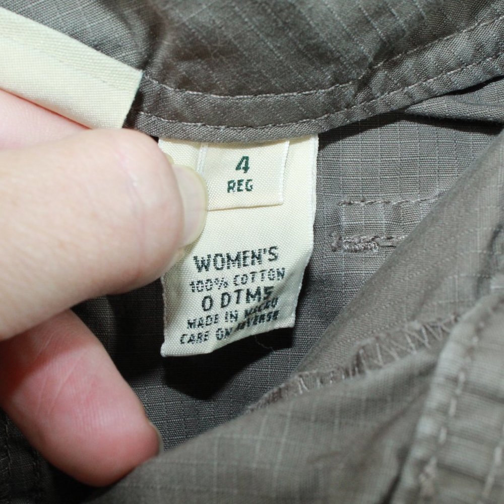 LL Bean Signature Green Cotton Wide Leg Ankle-Length Utility Pants Size 4 - Picture 7 of 10